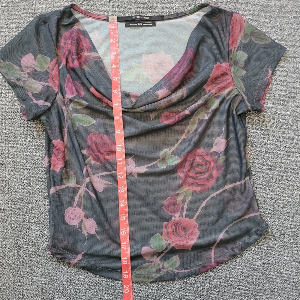 Silence + Noise mesh rose top cowl neck XL grunge goth romantic vampy festival - Picture 10 of 14